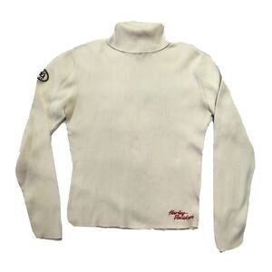 Vintage 2006 HD Harley Davidson Ribbed Cream White Turtleneck Size Large